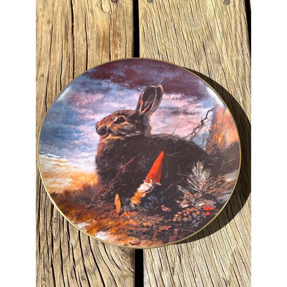 Rien Poortvliet Gnomes Plate Three Four Seasons The Lookouts 1980 Fairmont 8.75"